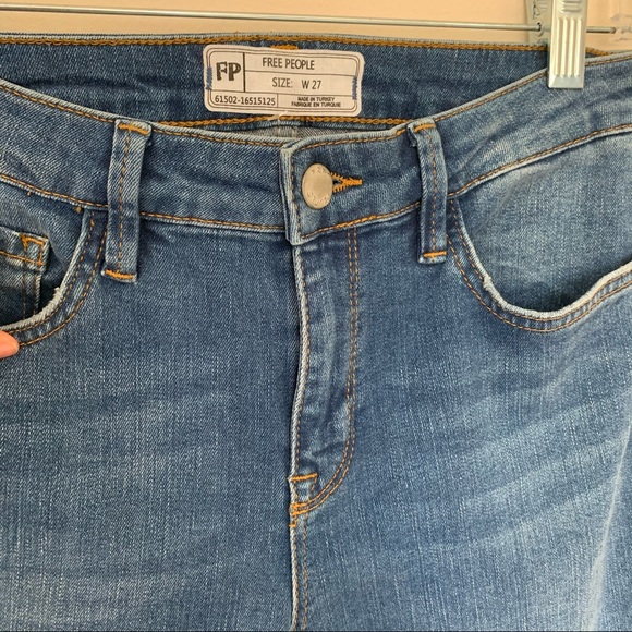 Free People Straight Crop Raw Hem Jeans Sz W27 - Picture 6 of 14